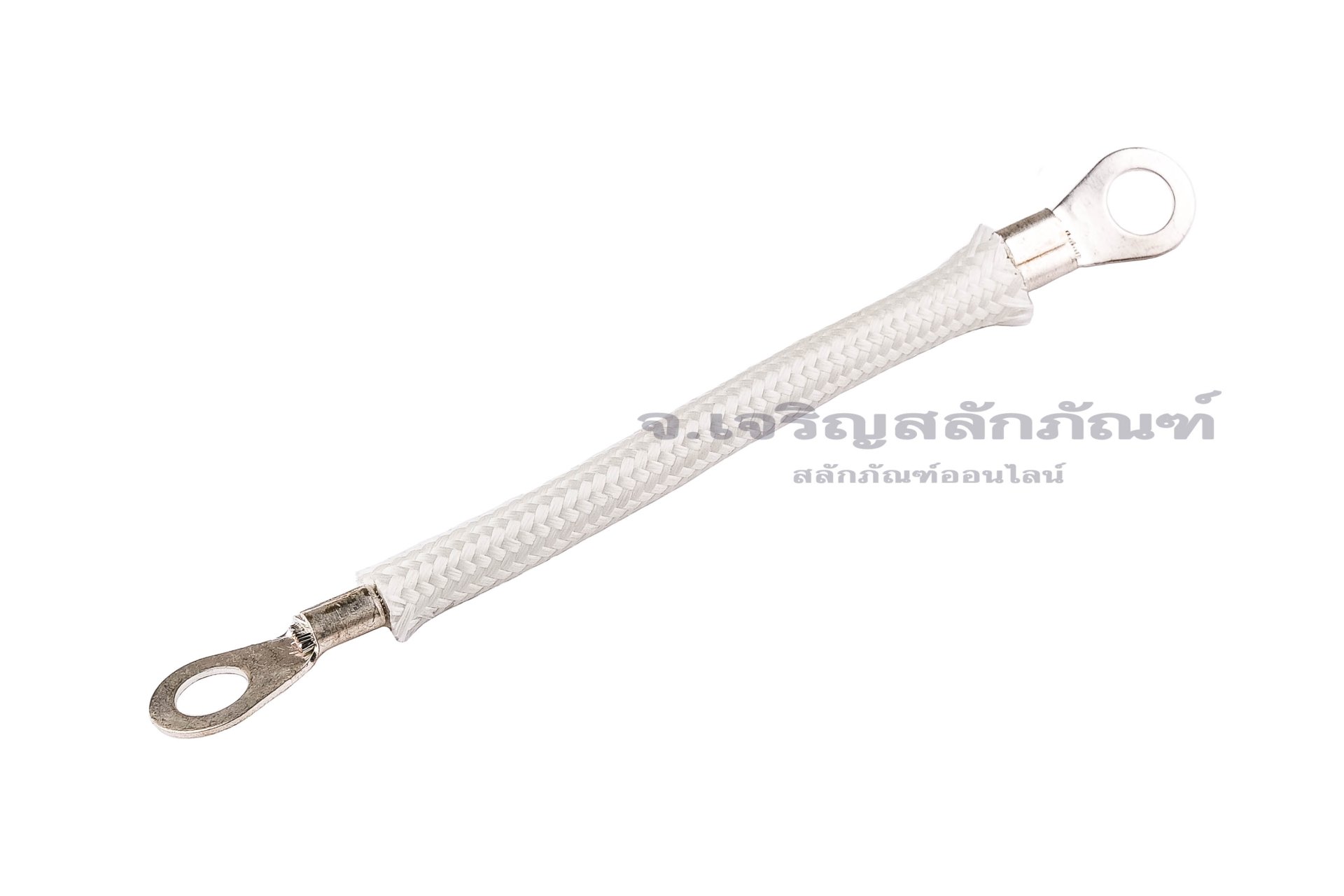 [E] สายกราวด์ สายถัก ทองแดงชุบดีบุก ครอบสายทนความร้อน 300 องศา ขนาด 10 sq.mm ยาว 100 mm